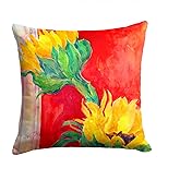 Caroline's Treasures 6111PW1414 Flower - Sunflower Fabric Decorative Pillow Machine Washable, Indoor Outdoor Decorative Pillo