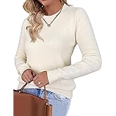 Libsorge Womens Cute Crewneck Ribbed Knit Lightweight Thin Sheer Long Sleeve Sweater T Shirt Top Spring 2025