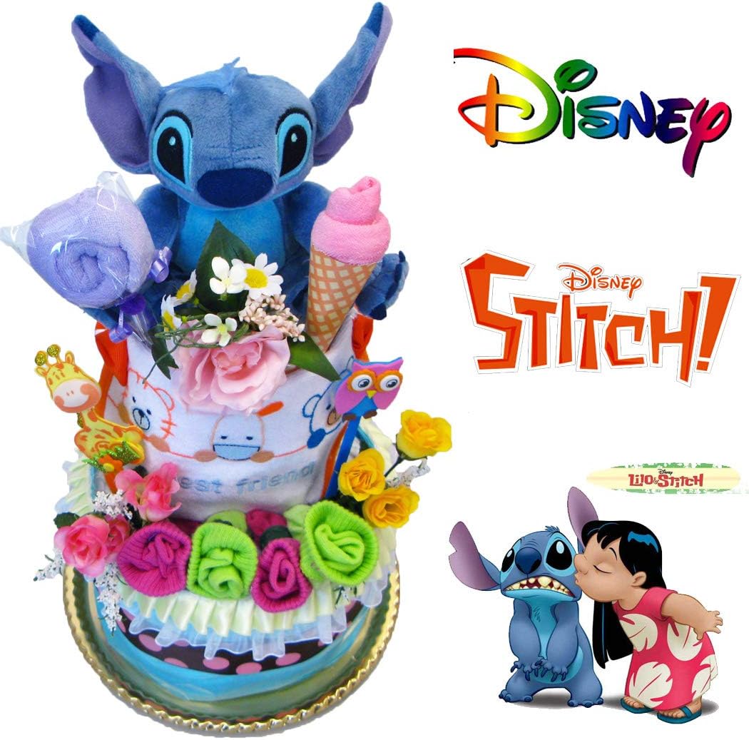 Amazon 出産祝い ディズニー スティッチ おむつケーキ 内祝い ダイパーケーキ 男の子 女の子 パンパース 24枚 ベビー 人気 カーターズ Disney Baby Dk2113s おむつケーキ ベビー マタニティ 通販