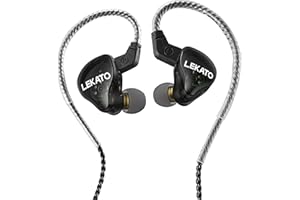 LEKATO H5 Headphones In Ear Monitors Hybrid Hifi IEM Earphones for Musicians Singers Detachable 2Pin Cable 1BA+1DD Wired Gaming Earbuds Professional Deep Bass Sound Isolating (Without Mic, Clear Dark)