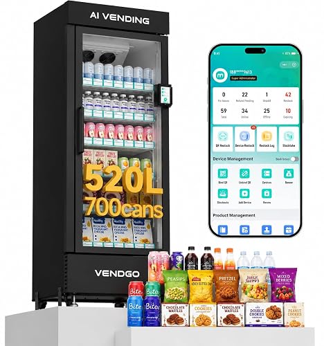 Smart Ai Vending Machine with Card Reader, Snack & Drink Combo, 6-Layer ...