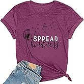 Women's Summer Spread Kindness T Shirts for Women Dandelion Graphic Loose Tees Crew Neck Short Sleeve Casual Printed Cute Top