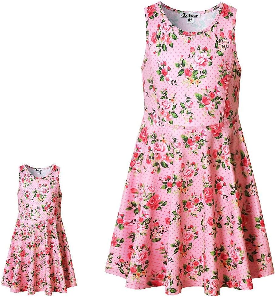 Jxstar Matching Girls & Doll Flower Dresses Sleeveless Summer 18" Dolls Clothes