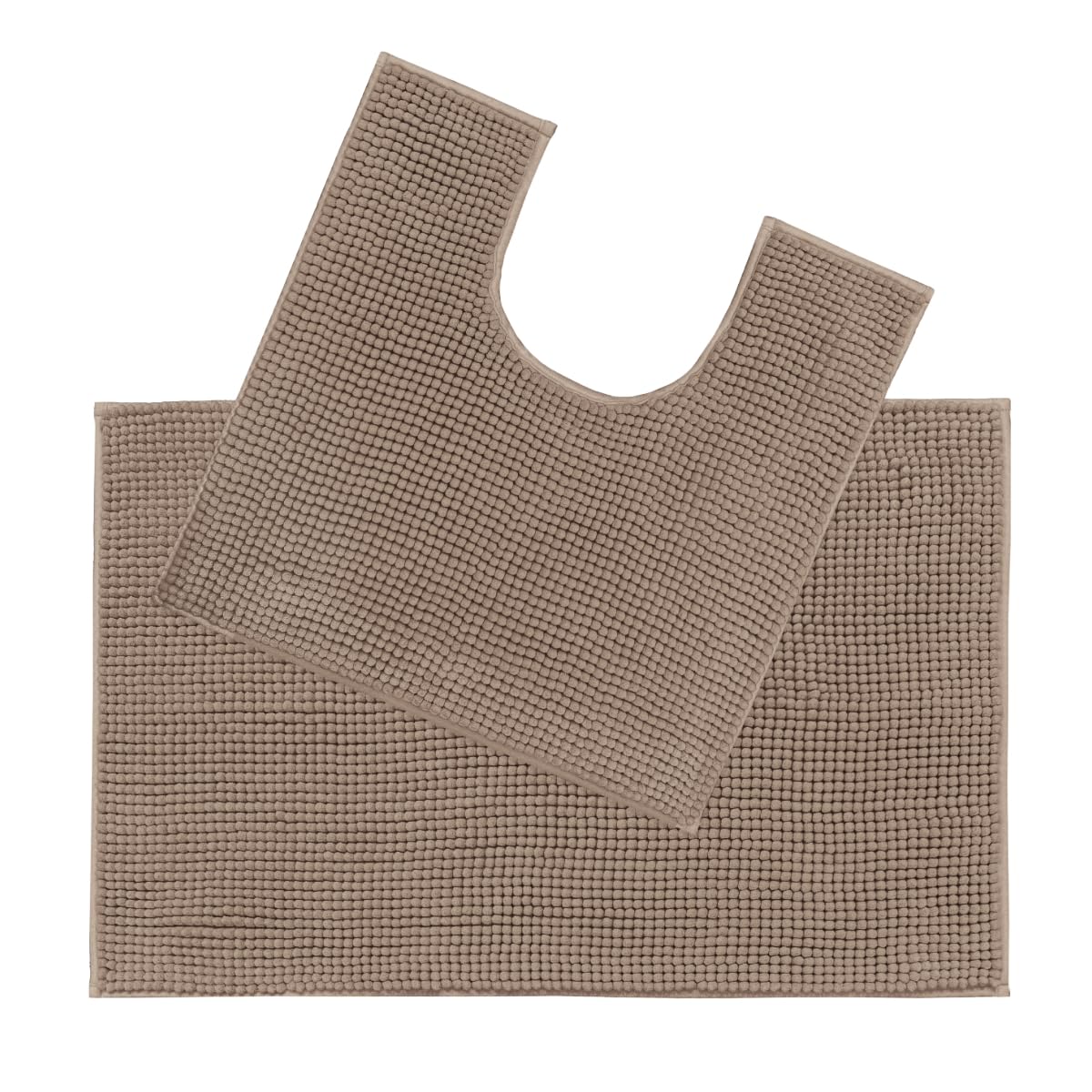 Allure Chenille Bobble Bath Mat Set - Non Slip Two Piece Bath & Toilet Mat Set, Super Soft, Absorbent & Easy Care (Mocha) — image 1