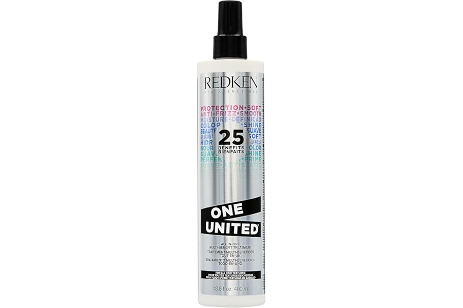 Redken One United All-In-One Leave In Conditioner – Multi-Benefit Leave In Treatment For All Hair Types, Heat Protectant and Detangler Spray, Paraben-Free