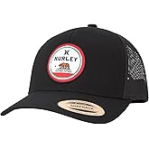 Hurley Men’s Trucker Hat - Flat Brim Mesh Baseball Cap and Hats for Men with Adjustable Snapback Closure