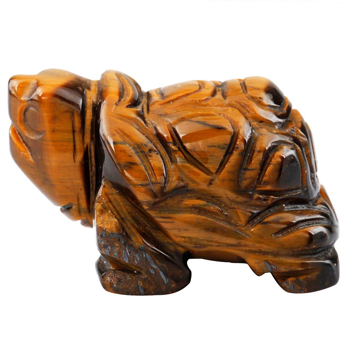 Nupuyai Tiger' Eye Turtle Figurine Ornament, Healing Crystal Energy Statue for Home Decor 1.5"