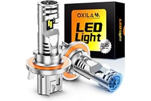 OXILAM H13 LED Bulbs, 10X Brighter 6500K Cool White, Anti-Flicker, 60,000Hrs Lifespan, 9008 LED Light Compatible with Cars Trucks SUVs, Pack of 2