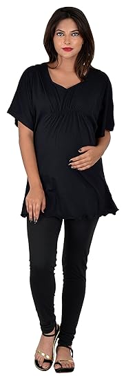 Empireline Maternity Top with Sweetheart Neck - Black