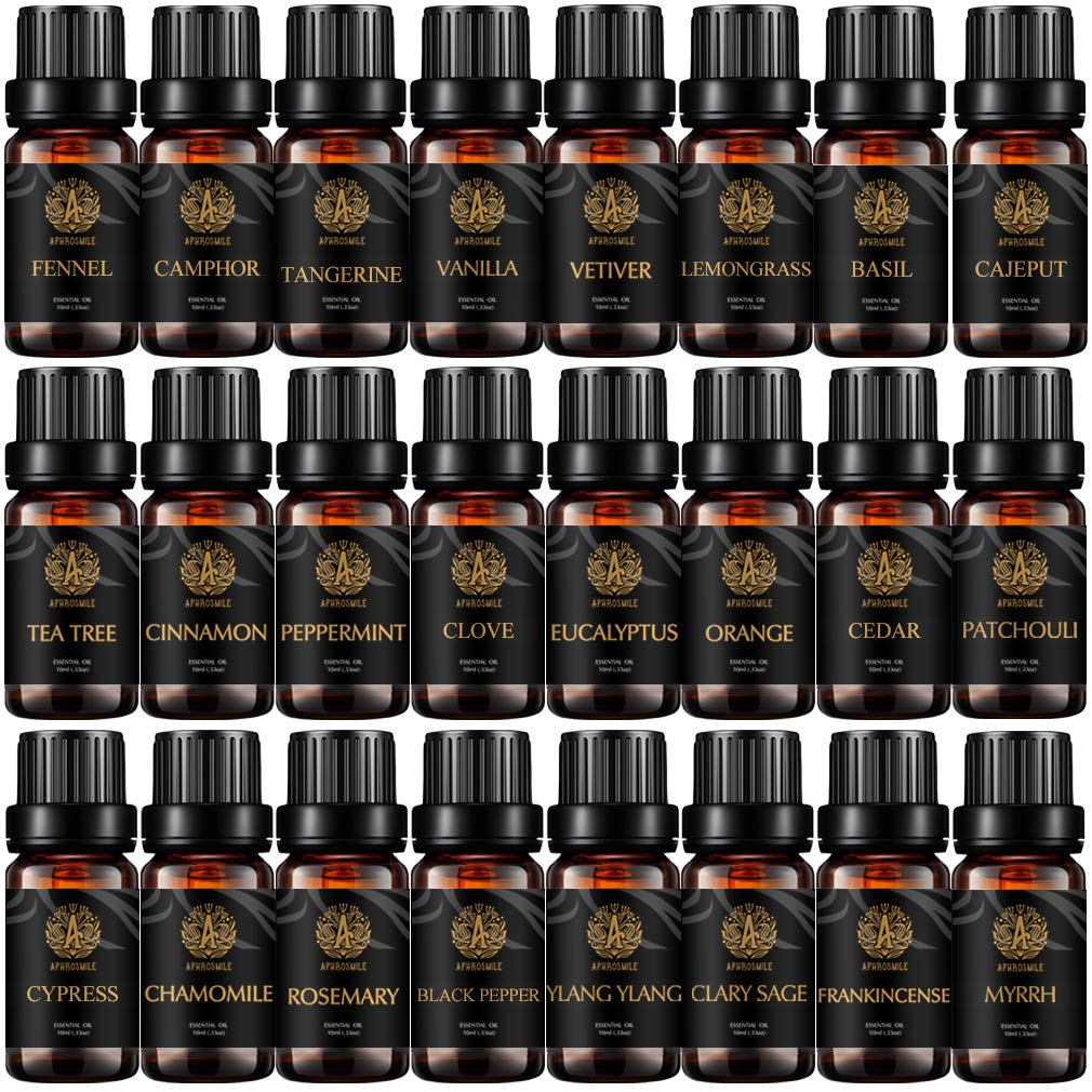 Aromatherapy Ylang Ylang Essential Oil Set for Diffuser,100% Pure Essential Oil kit for Humidifier-Top 24Kinds of peppermint,tangerine,lemongrass,basil,fennel,frankincense,tea tree...Essential Oil Set