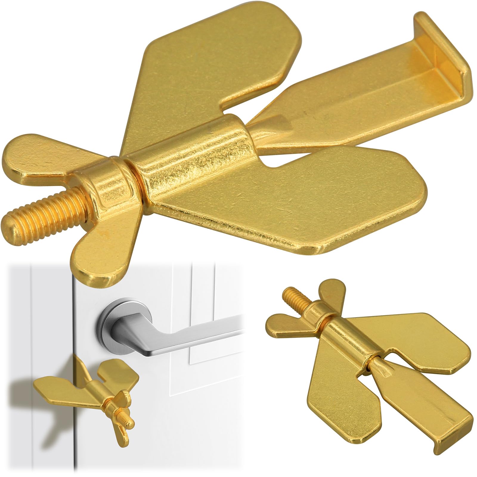 Photo 1 of 1PCS Portable Door Lock,Home Security Door Locker Travel Lockdown Locks for Additional Safety and Privacy Protion,Door Lock Security Devices,for Home Hotel School Apartment(Gold)