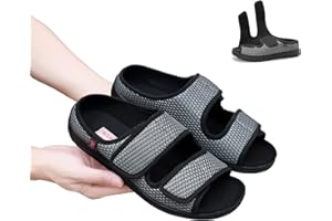 Siomlana Women's Diabetic Sandals, Extra Wide Width, Open Toe, Adjustable Magic Stickers for Wide Feet, Big Toes, Foot Diseases, Arthritis, Swollen Foot