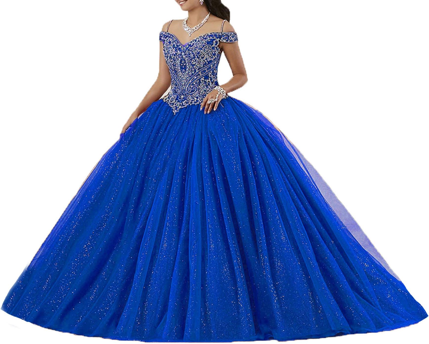 Women's Puffy Crystal Quinceanera Gown