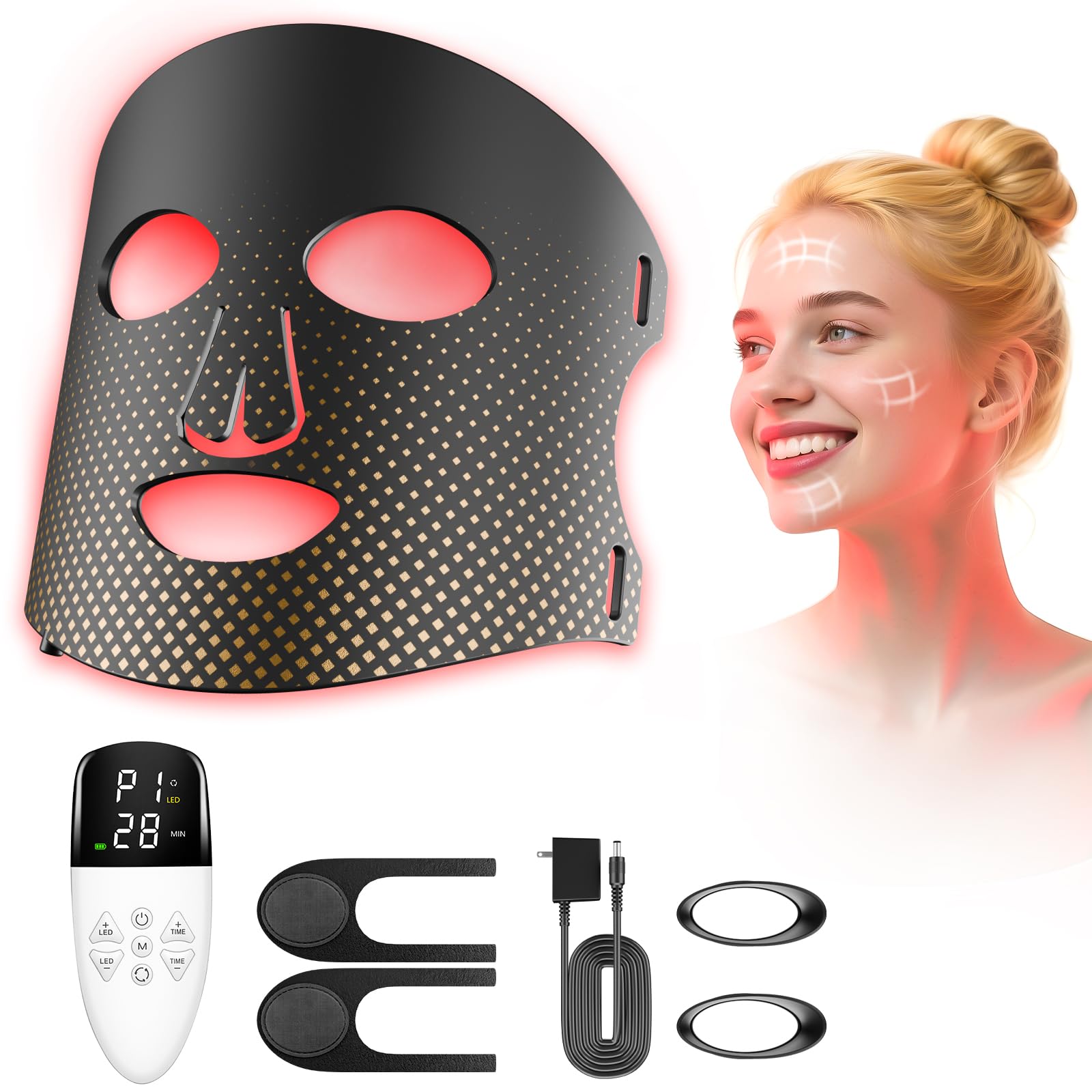 Photo 1 of Red Light Therapy for Face Red Light Mask Infrared LED Mask Light 660nm & 850nm Near Infrared Light Therapy Valentines Day Gifts for Her