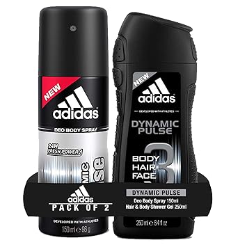 Adidas Dynamic Pulse Deodorant Body Spray, 150ml with Dynamic Pulse Shower Gel, 250ml