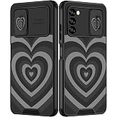 Goocrux for Samsung Galaxy A03S Case Heart for Girls Women Cute Love Hearts Girly Phone Cover Fashion Black Unique Design with Slide Camera Cover Aesthetic Cases for Galaxy A03S 5G 6.5 inch