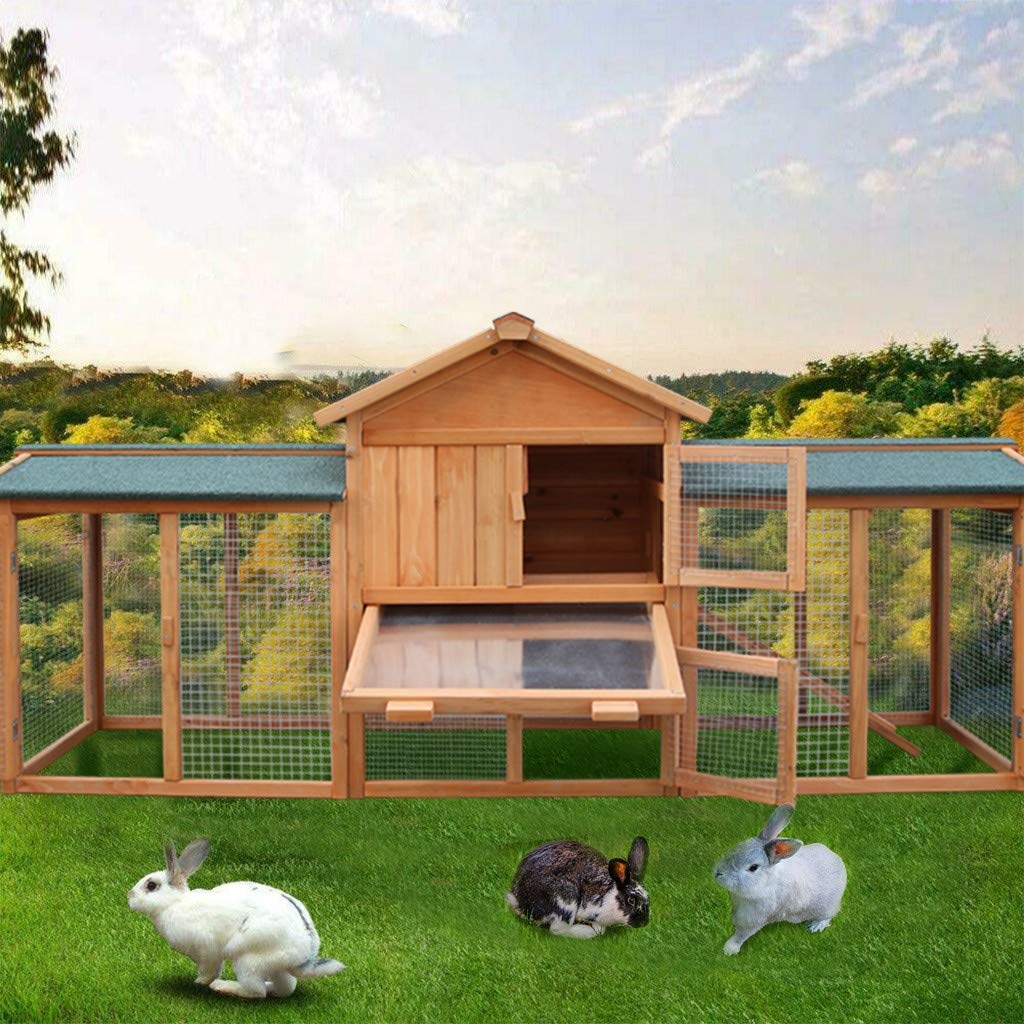 Buy 2Tier Large Rabbit Hutch, Outdoor Wooden Chicken Rabbit Cage,Bunny House for Small Animals