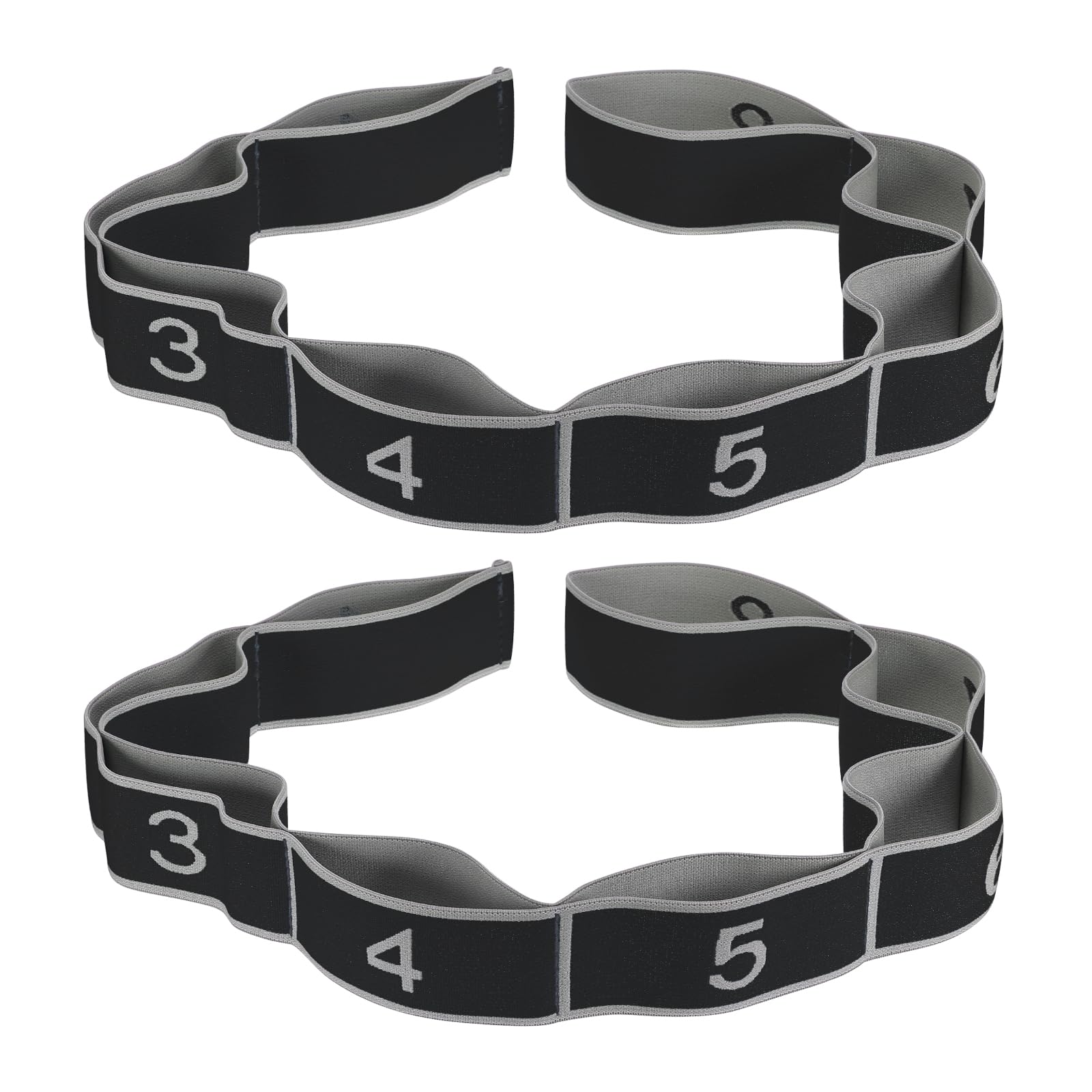 PATIKIL Exercise Bands, 35.4 Inch 2 Pcs Yoga Stretching Strap Latin Elastic Bands for Physical Dance Stretch Pilates Resistance Bands for Working Out, Black/Gray