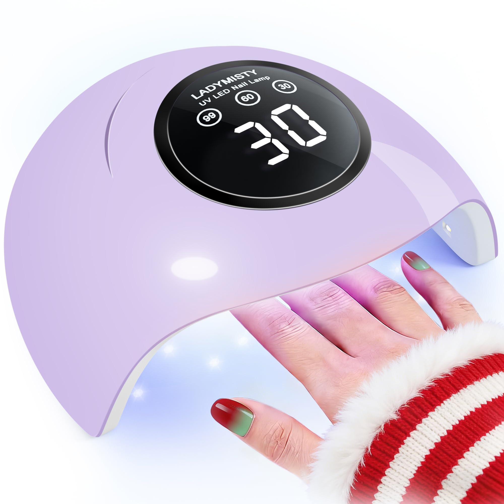 View 1 of 72W UV LED Nail Lamp, 2026 New Upgrade UV Light for Gel Nails with 18 Beads, 3 Timer Nail Dryer, LCD Display, Auto Sensor, Professional Nail Lamps for Gel Polish – Perfect Christmas Gifts, Purple Lamp
