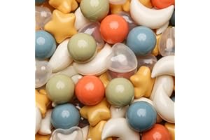 TRENDPLAY Star Ball Pit Balls Set: Vibrant Mix of Shapes - 50 100 200 500 Mix Stars Moon Shapes for Kids, Perfect for Parties, Playtime