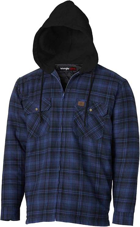 Wrangler Riggs Workwear Men's Hooded Flannel Work Jacket, Blue/Black, X-Large: Amazon.ca 