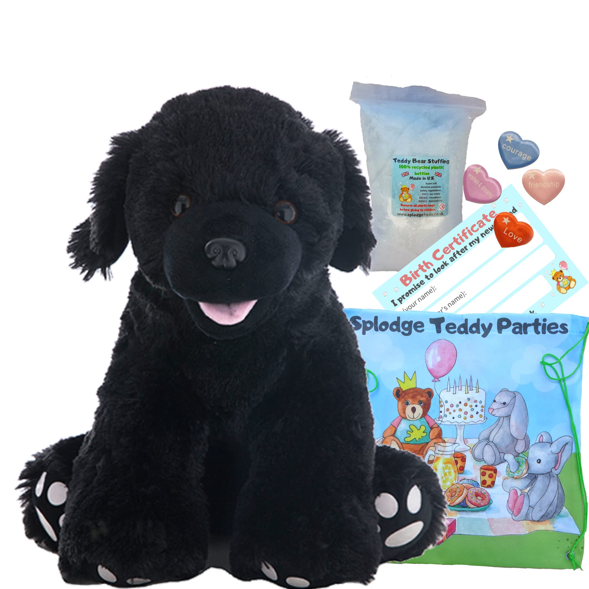Black Labrador Dog - Soft Plush Toy - 16 inch / 40cm - Build your own Teddy Bear Making Kit - no sew