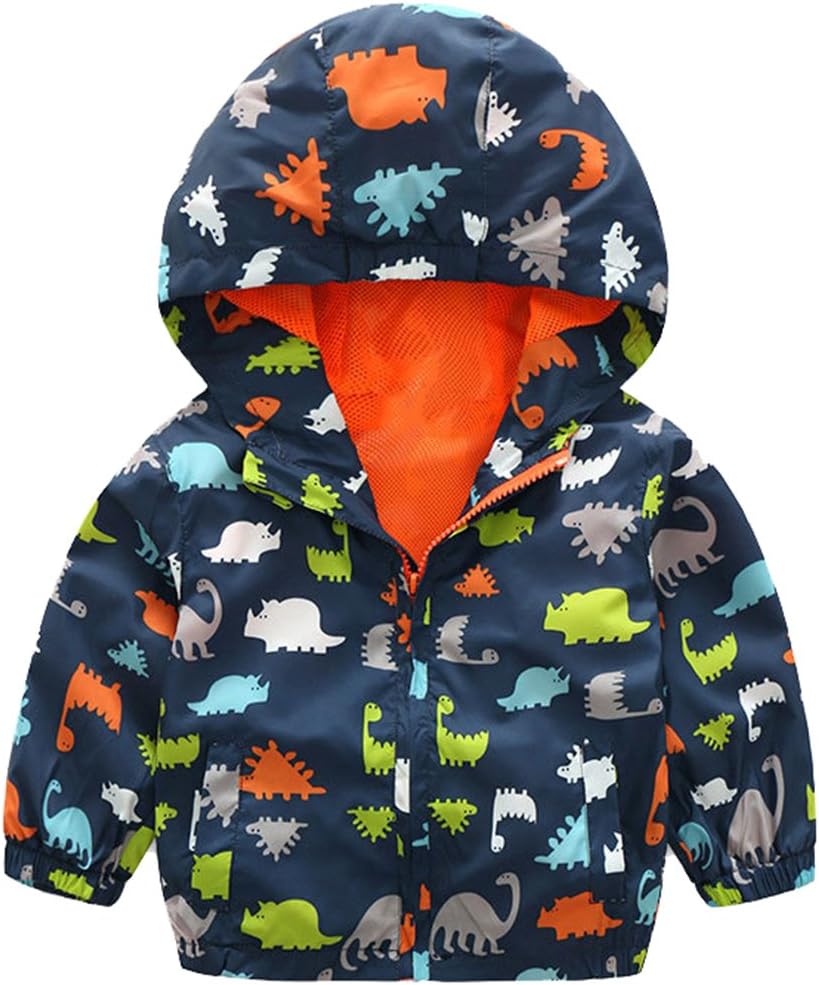 lymanchiKids Baby Boy Dinosaur Hooded Zip Jackets Windbreaker Casual Outerwear