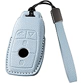 Riasot Leather Key Fob Cover with Keychain for Benz A-Class C-Class G-Class E-Class S-Class