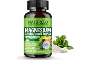 NATURELO Magnesium Glycinate Chelate Complex - 200 mg Magnesium with Organic Vegetables to Support Sleep, Calm, Muscle Cramp 