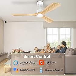 Hoenofly 52” Wood Smart Ceiling Fans with Lights