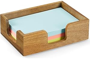 CMLKLZD Acacia Wood Sticky Note Holder, 4x6 Inch Notepad Holder Dispenser with Dual Openings, Sticky Note Dispenser Memo Holder Case for Desk Office School Supplies