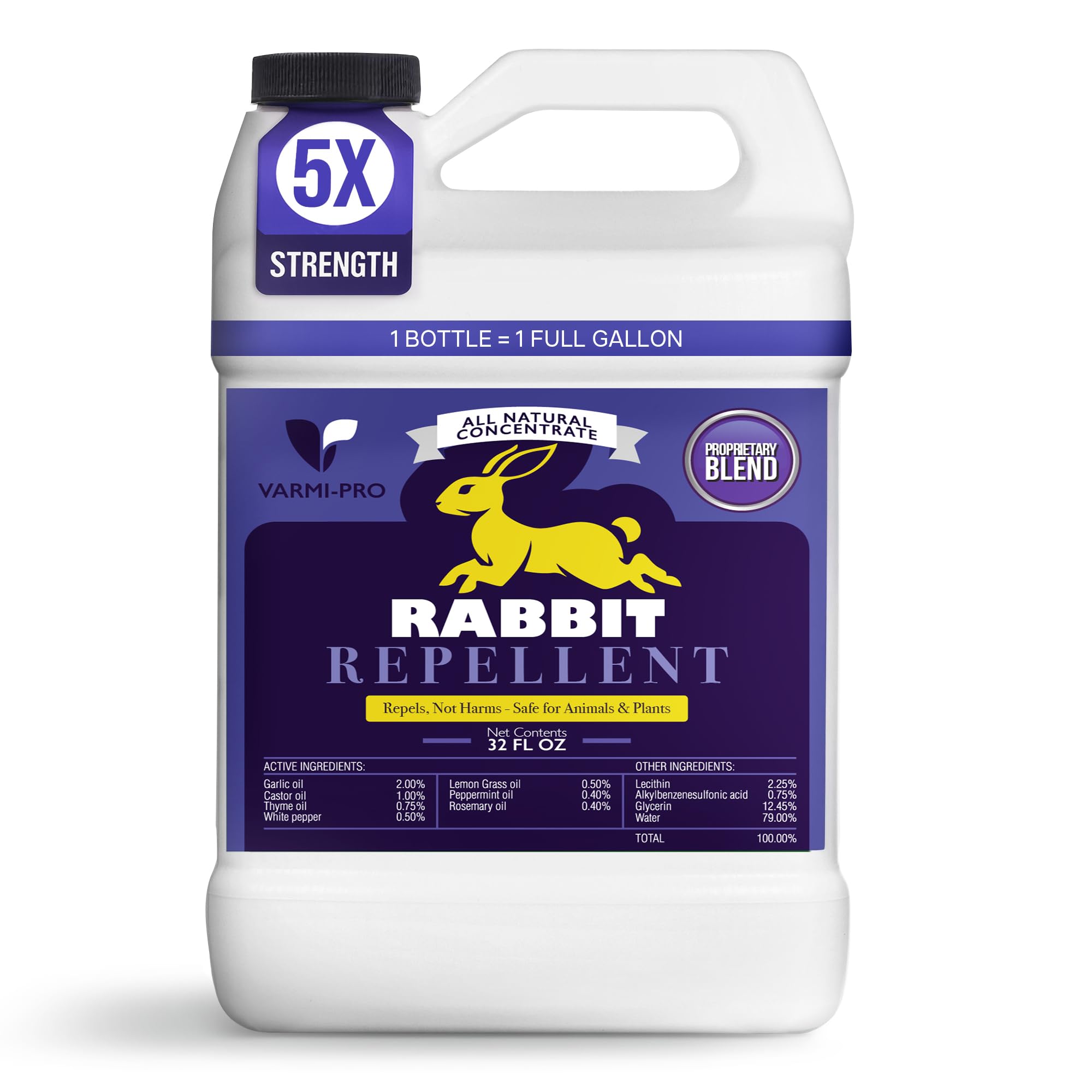 Photo 1 of VarmiPro Rabbit Repellent Spray Concentrate - 32 fl oz Natural Outdoor Rabbit Deterrent for Yard, Garden, Lawn, Trees, and Plants - Safe for Pets, Animals, Flowers, Shrubs, and Flower Beds