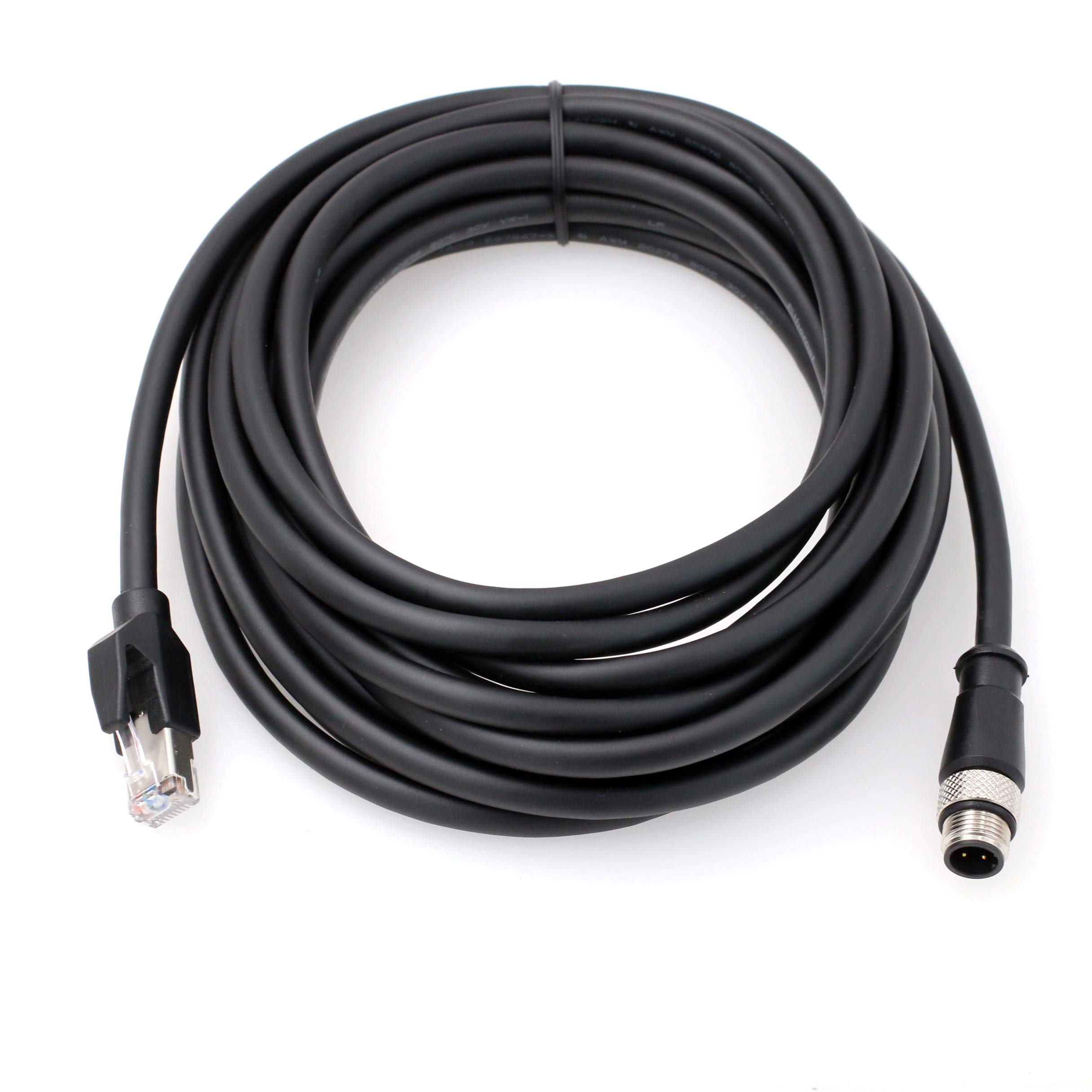 Encoder Sensor M12 4 Pin D-Code RJ45 Cat.6 Ethernet Shielded Cable Industrial Machinery Camera Network Robot (5m)