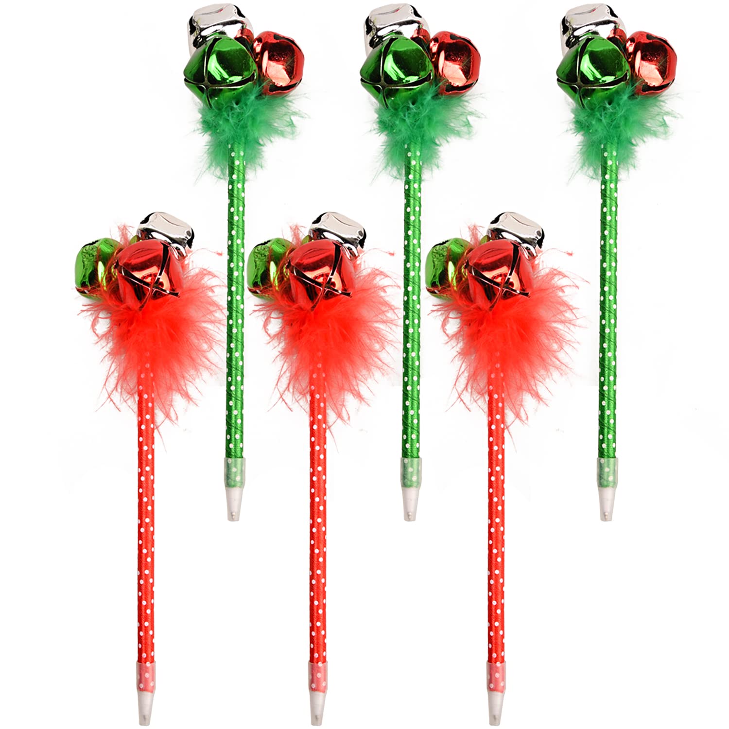 MFUOE 6 Pieces Christmas Pen Christmas Jingle Bell Ballpoint Pen