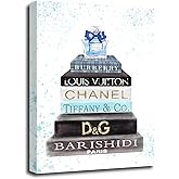 Meetdeceny Fashion Women Canvas Wall Art Blue Bathroom Wall Art Decor Aesthetic Room Decor for Teen Girls Bathroom Pictures for Wall 12x16 Inch