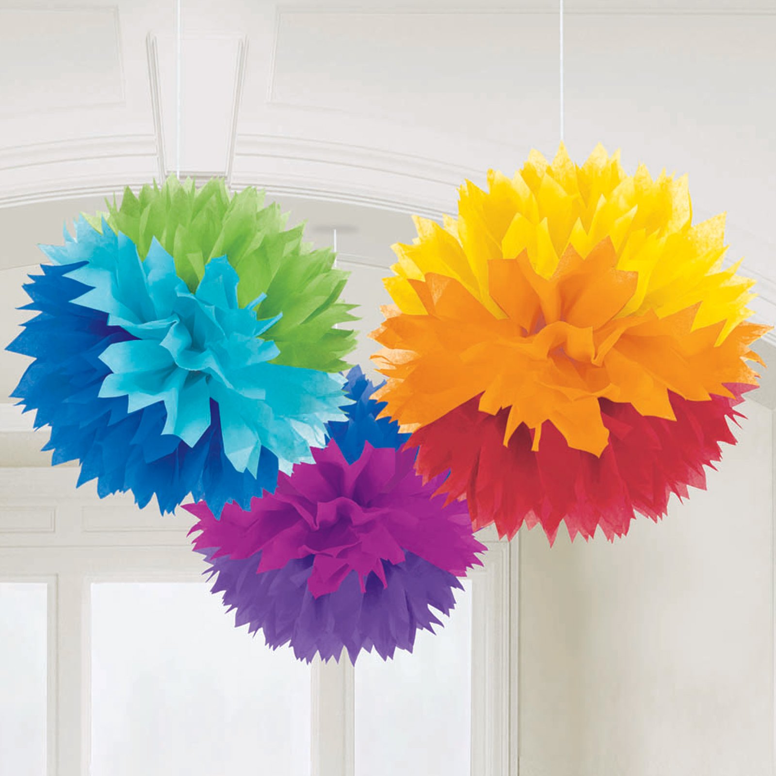 Amscan 18056-90-55 Fluffy Dec Rainbow- 3 Pack