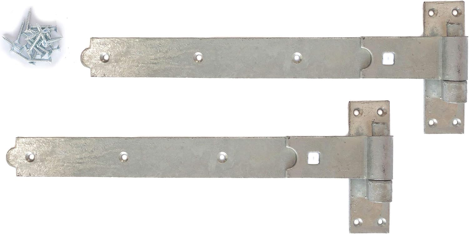 Gate Hinges Hook and Band 14" 350mm Cranked Galvanised Heavy Duty