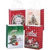 HCFGS 12Pcs Christmas Gift Bags,Small Christmas Gift Bags with Handles,Xmas Treat Paper Bags for Kids Adults Party Supplies