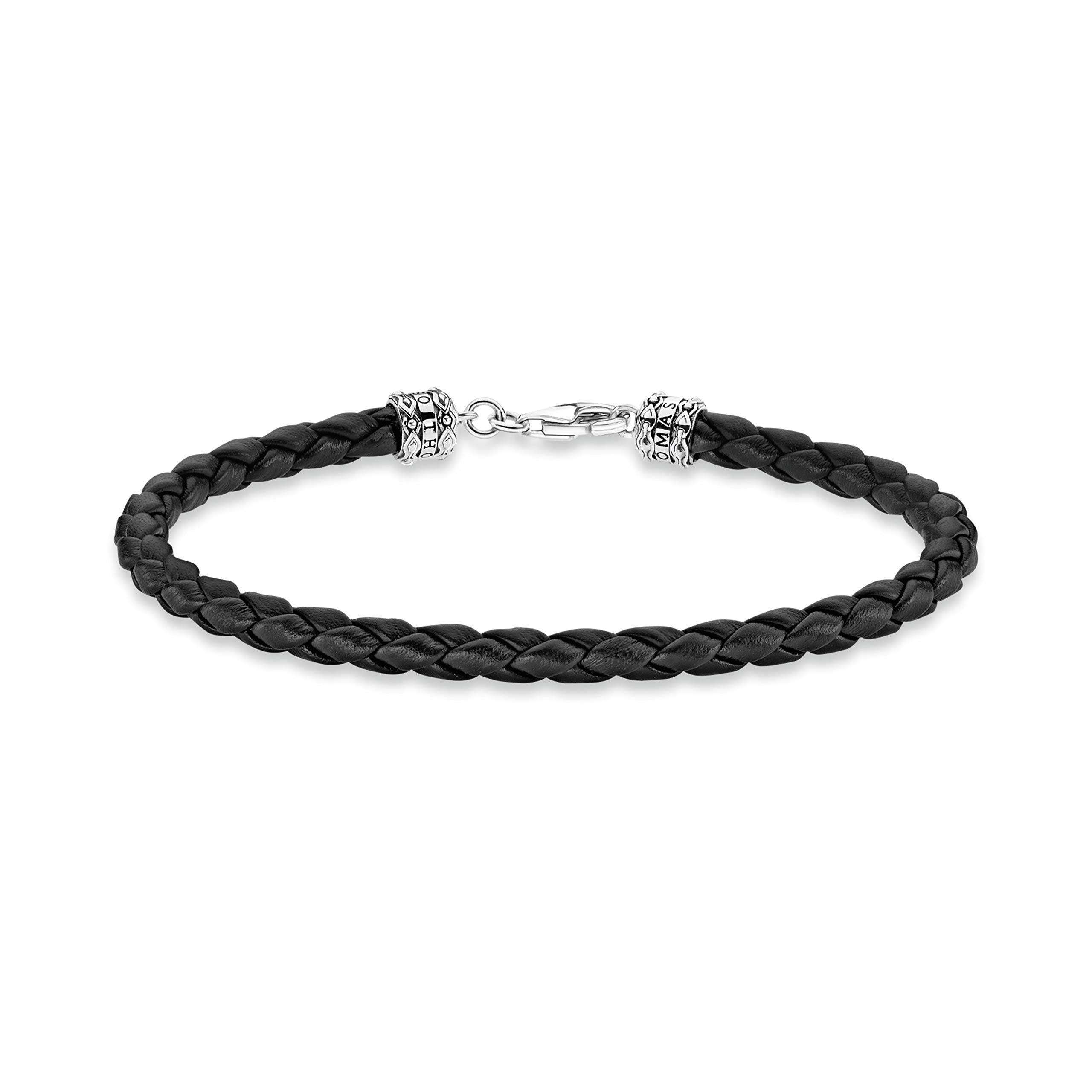 Thomas Sabo Leather bracelet black 925 Sterling Silver, Blackened, Leather