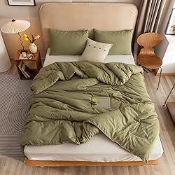 ROSGONIA Queen Comforter Set Olive Green, 3pcs