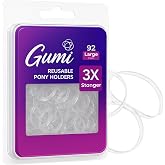 Gumi good Hair Elastics - Ouchless No Damage Elastic Hair Bands (Clear - Large)