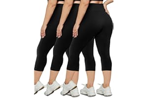 HLTPRO 3 Pack Plus Size Capri Leggings for Women(X-Large - 4X)- High Waist Stretchy Soft Pants for Workout Running Yoga
