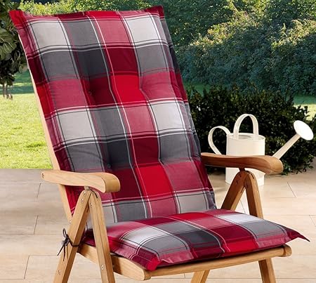 Schwar Textilien Gartenstuhlauflagen Sitzauflagen Auflage für Hochlehner Rot Grau UVP 19,95