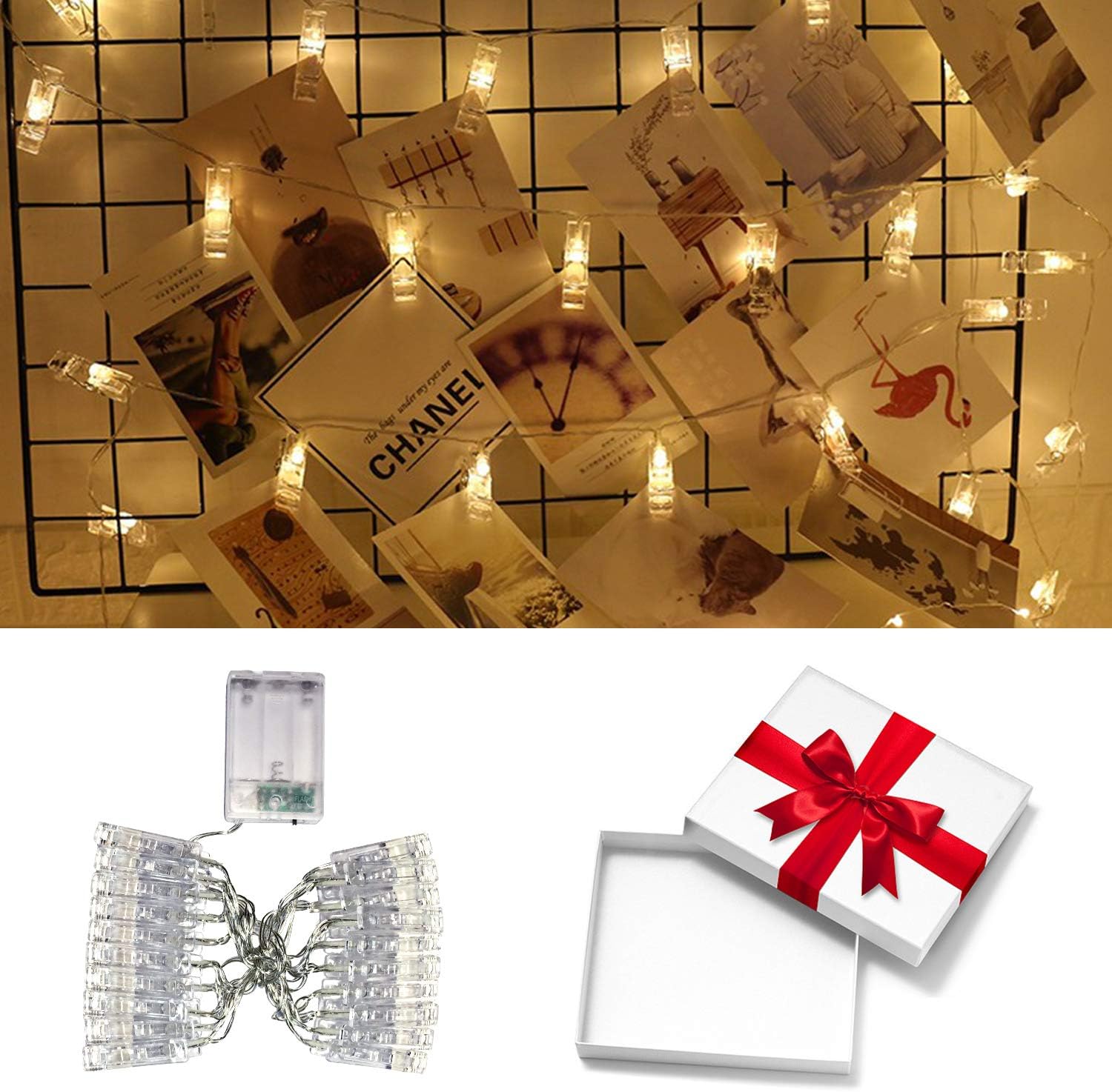 Sunfuny LED Photo Clip String Lights Holder 20 LEDs 9