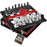 UMAID Marble Chess Set for Adults, 12" Handcrafted Marble Chess Board with Weighted Pieces and Velvet Storage Box, Luxury Che