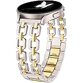 Wearlizer Metal Band Compatible with Samsung Galaxy Watch 7 6 5 4 FE Active 2 40mm 44mm/Watch 6 4 Classic 43mm 47mm 42mm 46mm/Watch 5 Pro 45mm Bands, 20mm Dressy Stainless Steel Chain Strap Women