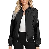 Argstar Women's Bomber Jacket Lightweight Casual Windbreaker with Pockets S-XXL