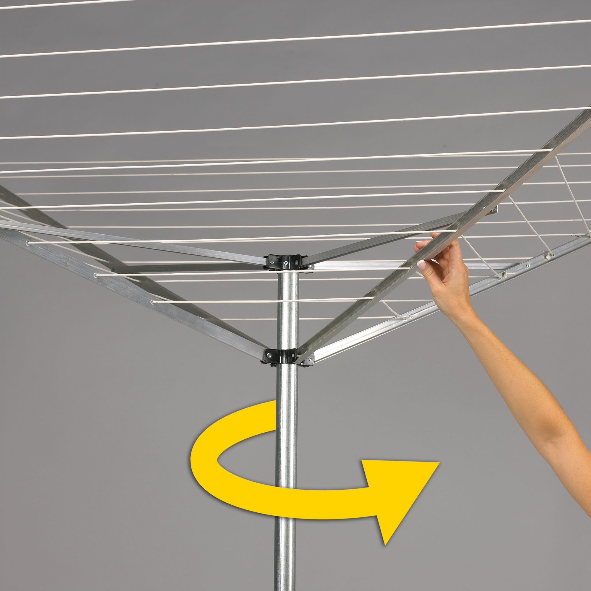 Household Essentials 17120-1 Rotating Outdoor Umbrella Drying Rack | Aluminum Arm and Steel Post | 12 Lines, 165 Feet Clothesline