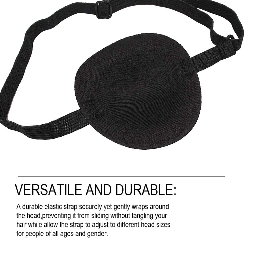 Edealing 2 PCS Eye Patch Set for Adults and Kids, Single Eye Mask with Adjustable Buckle Soft and Comfortable Pirate Eye Patch for Amblyopia Lazy Eye-Black : Beauty