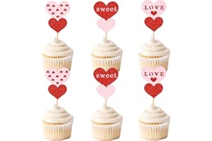 Keaziu 24 Pack Valentine's Cupcake Toppers Love Sweet Cupcake Picks Double love for Wedding Proposal Engagement Bridal Shower Sweet Love Theme Party Cake Decoration Heart 2